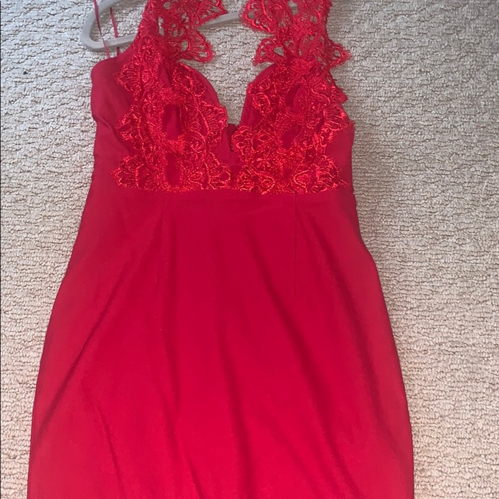 Boutique Lace Detailing dress with high neck